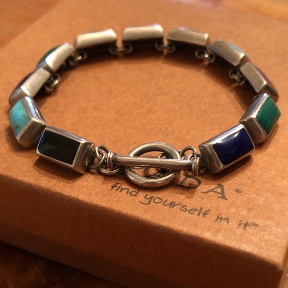 Rare Silpada Sterling Silver Multi-Colored Stone Toggle Clasp Bracelet B0442 - Picture 12 of 16